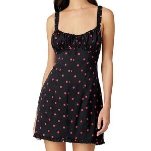 NWT For Love and Lemons Jenny Polka Dot Dress in Black and Red